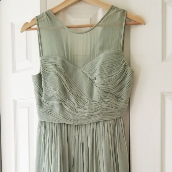 Bridesmaid Silk Chiffon Mint Green Dress, Short - Picture 2 of 2